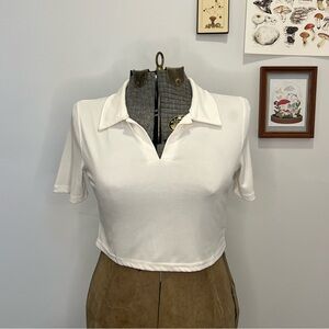 Shein white polo crop top